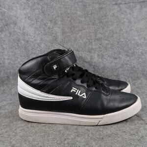 Fila Shoes Kids 4.5 Casual High Top Sneakers Hook N Loop Strap Black White Youth
